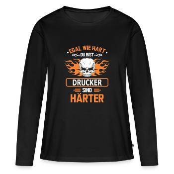 drucker - Frauen Premium Bio Langarmshirt - Schwarz - Vorne - Julia (174cm)