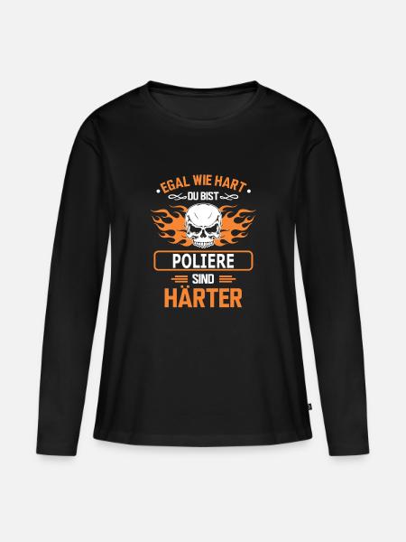 poliere - Frauen Premium Bio Langarmshirt - Schwarz