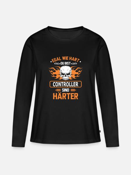controller - Frauen Premium Bio Langarmshirt - Schwarz