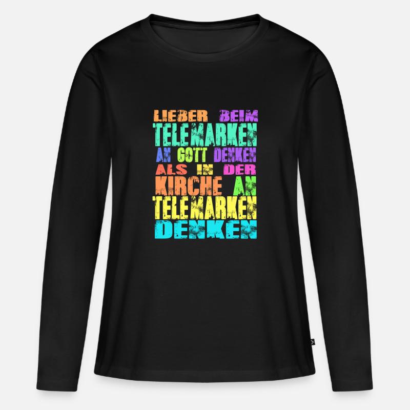 Telemarken Kirche - Frauen Premium Bio Langarmshirt - Schwarz