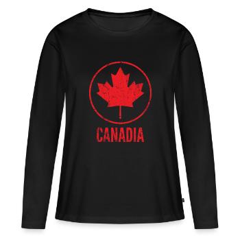 Canadia - Women's Premium Organic Long Sleeve Shirt - black - Front - Julia (174cm)
