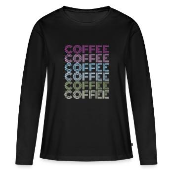 café café - T-shirt manches longues Premium bio Femme - noir - Devant - Julia (174cm)