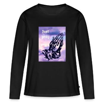 Just Pray Praying Hands - Women's Premium Organic Long Sleeve Shirt - black - Front - Julia (174cm)