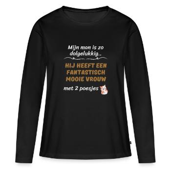 femme avec 2 - T-shirt manches longues Premium bio Femme - noir - Devant - Julia (174cm)