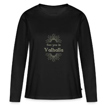 Rendez-vous à Valhalla - T-shirt manches longues Premium bio Femme - noir - Devant - Julia (174cm)