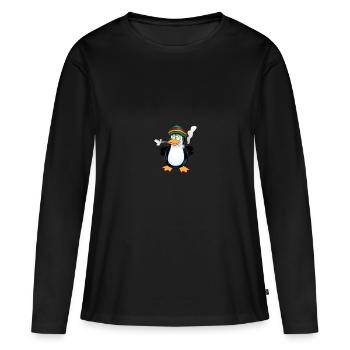 PINGOUIN FUMEUR - T-shirt manches longues Premium bio Femme - noir - Devant - Julia (174cm)