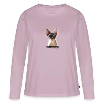 chat sphinx extraordinaire - T-shirt manches longues Premium bio Femme - rose poudré - Devant - Julia (174cm)