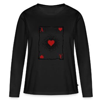 Das Herz-Ass. - Frauen Premium Bio Langarmshirt - Schwarz - Vorne - Julia (174cm)