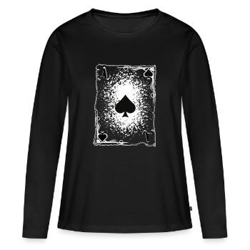 L'as de pique. - T-shirt manches longues Premium bio Femme - noir - Devant - Julia (174cm)