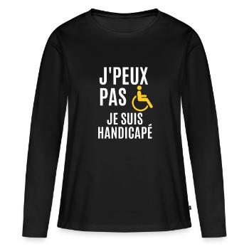 J'peux pas je suis handicapé - T-shirt manches longues Premium bio Femme - noir - Devant - Julia (174cm)