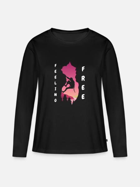 Frei fühlen Klettern Bergsteigen - Frauen Premium Bio Langarmshirt - Schwarz