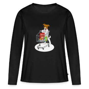 Jack war Shoppen - Frauen Premium Bio Langarmshirt - Schwarz - Vorne - Julia (174cm)