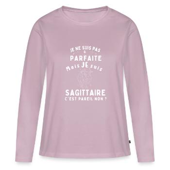 Signe astrologique sagittaire - T-shirt manches longues Premium bio Femme - rose poudré - Devant - Julia (174cm)