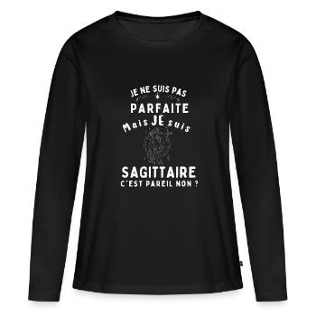 Signe astrologique sagittaire - T-shirt manches longues Premium bio Femme - noir - Devant - Julia (174cm)