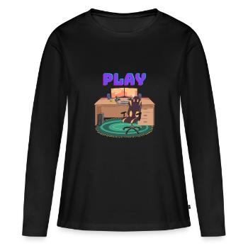 Bureau PC de jeu - T-shirt manches longues Premium bio Femme - noir - Devant - Julia (174cm)