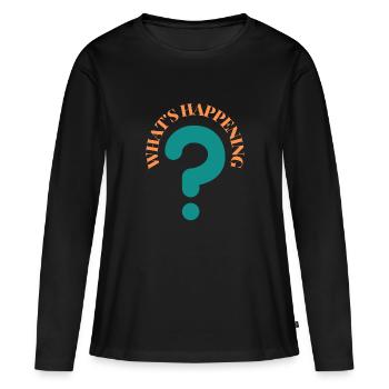What's Happening Illustration - Frauen Premium Bio Langarmshirt - Schwarz - Vorne - Julia (174cm)