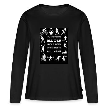 Athleten-T-Shirt - Ich treibe das ganze Jahr über Sport - Frauen Premium Bio Langarmshirt - Schwarz - Vorne - Julia (174cm)
