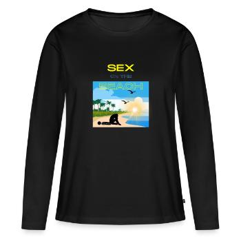 Sexe sur la plage - T-shirt manches longues Premium bio Femme - noir - Devant - Julia (174cm)