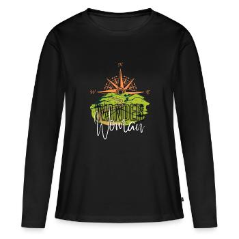 Wander Woman die Ikone des Bergsteigens - Frauen Premium Bio Langarmshirt - Schwarz - Vorne - Julia (174cm)