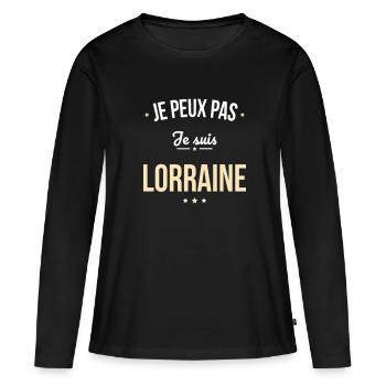 Je peux pas je suis Lorraine - T-shirt manches longues Premium bio Femme - noir - Devant - Julia (174cm)