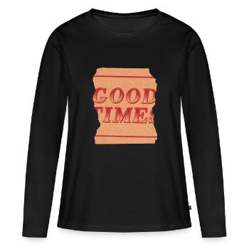Gute Zeit - Frauen Premium Bio Langarmshirt - Schwarz - Vorne - Julia (174cm)