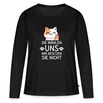 Sie wählen uns; wir besitzen sie nicht - Frauen Premium Bio Langarmshirt - Schwarz - Vorne - Julia (174cm)