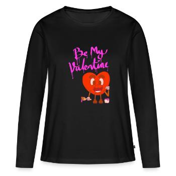 Be My Valentine Heart Mascotte Style de dessin animé - T-shirt manches longues Premium bio Femme - noir - Devant - Julia (174cm)