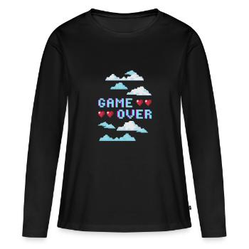 GAME OVER - Frauen Premium Bio Langarmshirt - Schwarz - Vorne - Julia (174cm)