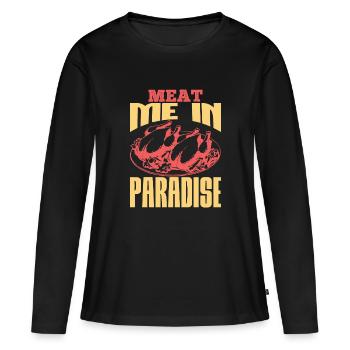 MEET ME IN PARADISE - Women's Premium Organic Long Sleeve Shirt - black - Front - Julia (174cm)
