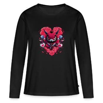 Valentine's Day | Monster | Heart | Roses | Valentine - Women's Premium Organic Long Sleeve Shirt - black - Front - Julia (174cm)