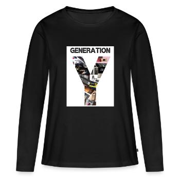 Generation Y, MILLENNIALS - Frauen Premium Bio Langarmshirt - Schwarz - Vorne - Julia (174cm)