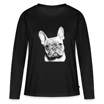 Chiens bouledogue chien propriétaire de chien propriétaire de chien propriétaire de chien - T-shirt manches longues Premium bio Femme - noir - Devant - Julia (174cm)