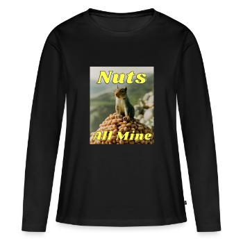 Nüsse alle von mir - Frauen Premium Bio Langarmshirt - Schwarz - Vorne - Julia (174cm)