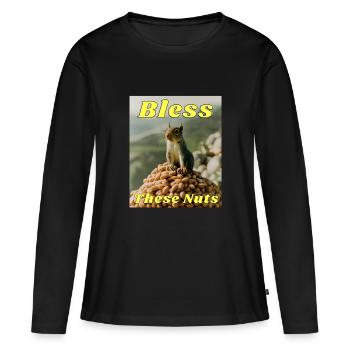 Segne diese Nüsse - Frauen Premium Bio Langarmshirt - Schwarz - Vorne - Julia (174cm)