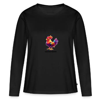 PUISSANCE DU POULET - T-shirt manches longues Premium bio Femme - noir - Devant - Julia (174cm)