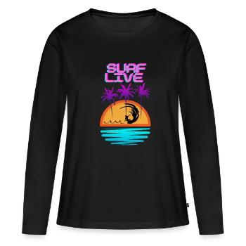 Surf Live - T-shirt manches longues Premium bio Femme - noir - Devant - Julia (174cm)