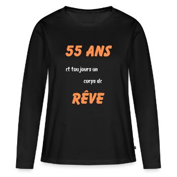 55 ans et toujours un corps de rêve - T-shirt manches longues Premium bio Femme - noir - Devant - Julia (174cm)