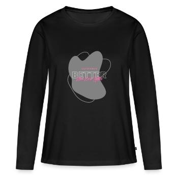 Tout va mieux quand on est ensemble - T-shirt manches longues Premium bio Femme - noir - Devant - Julia (174cm)