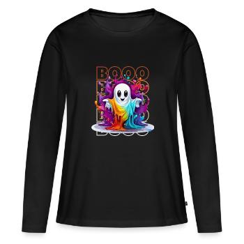 Chibi Float & Booo! Tee-shirt Wisp lunatique ! - T-shirt manches longues Premium bio Femme - noir - Devant - Julia (174cm)