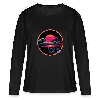 Digital Waves - Frauen Premium Bio Langarmshirt - Schwarz - Vorne - Julia (174cm)