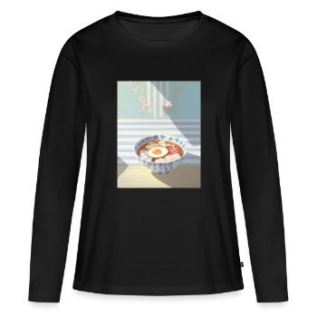 Ramen Illustration - T-shirt manches longues Premium bio Femme - noir - Devant - Julia (174cm)
