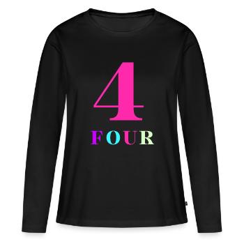 Four-4e anniversaire - T-shirt manches longues Premium bio Femme - noir - Devant - Julia (174cm)