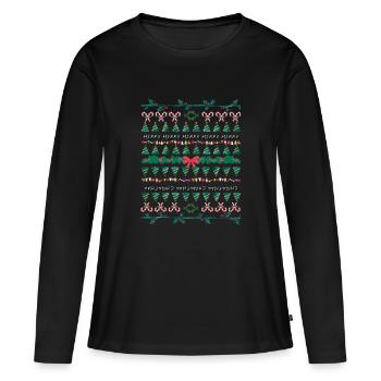 MERRY CHRISTMASS - Women's Premium Organic Long Sleeve Shirt - black - Front - Julia (174cm)