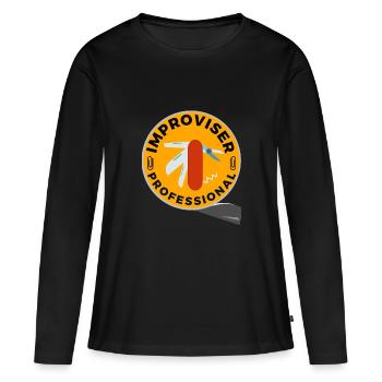 Improvisateur Professionnel - T-shirt manches longues Premium bio Femme - noir - Devant - Julia (174cm)
