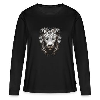 Imposante oeuvre de toile Op Art Lion - T-shirt manches longues Premium bio Femme - noir - Devant - Julia (174cm)