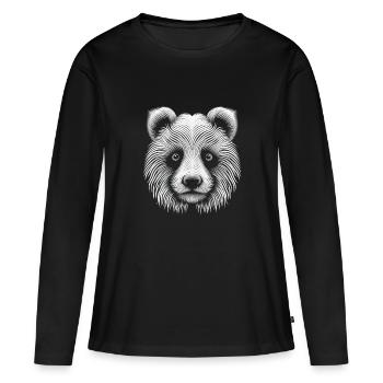 Enchanteur Op Art Panda Portrait toile - T-shirt manches longues Premium bio Femme - noir - Devant - Julia (174cm)
