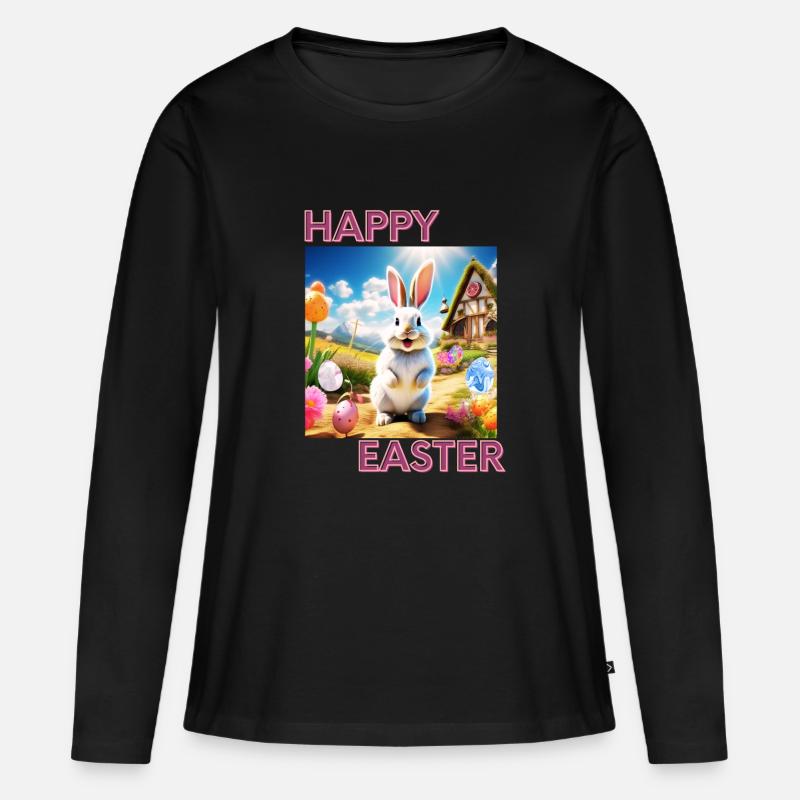 Frohe Ostern - Frauen Premium Bio Langarmshirt - Schwarz