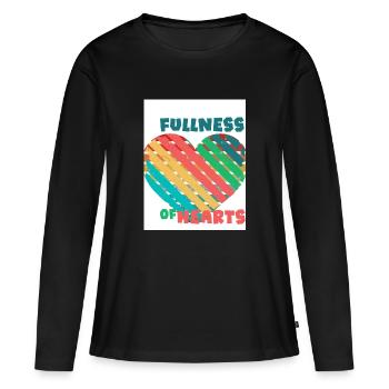 Die Fülle der Herzen. Fülle der Herzen. - Frauen Premium Bio Langarmshirt - Schwarz - Vorne - Julia (174cm)