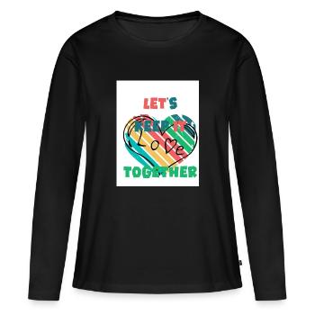 Lasst uns zusammenhalten. Liebe. - Frauen Premium Bio Langarmshirt - Schwarz - Vorne - Julia (174cm)