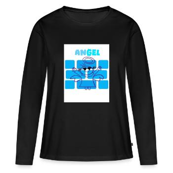 Un gel. Ange. Ange. Gel. - T-shirt manches longues Premium bio Femme - noir - Devant - Julia (174cm)